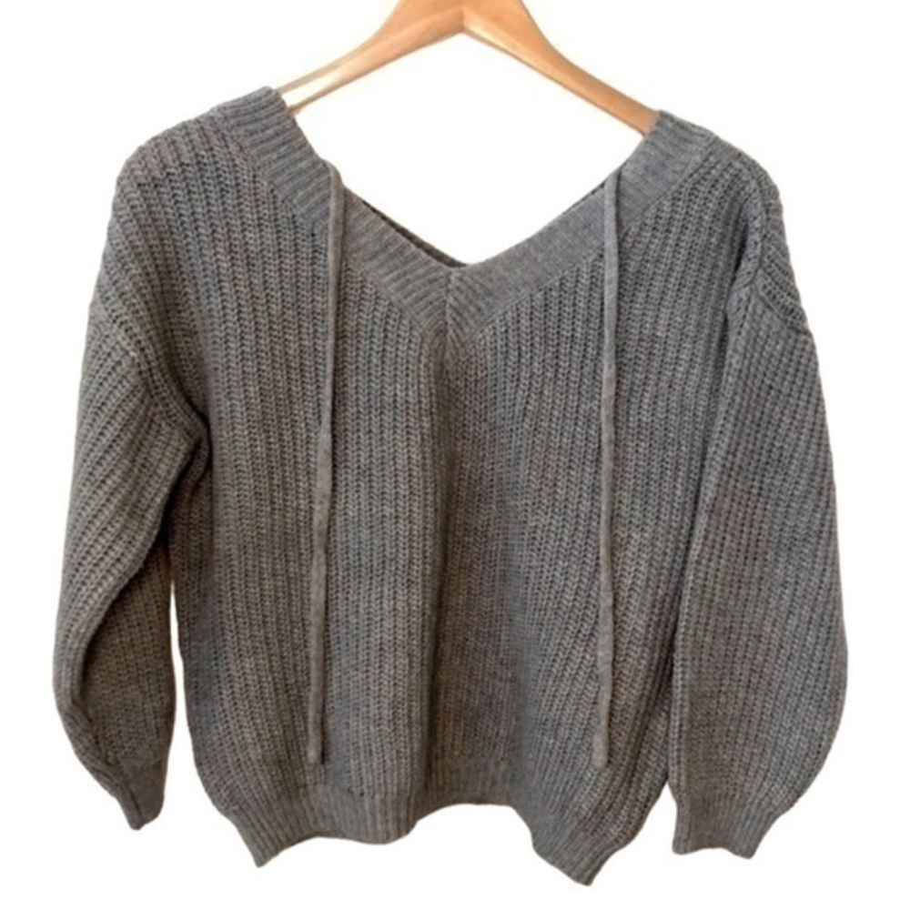 ZAFUL | Women’s ZAFUL Blue Knit Crop Sweater + Neck Tie, Size Small
